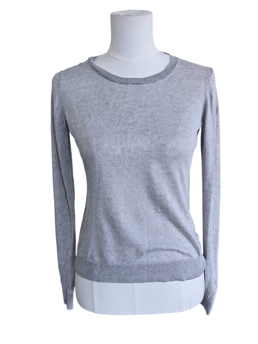 Everlane Light Gray Linen Knit Crewneck Sweater XS